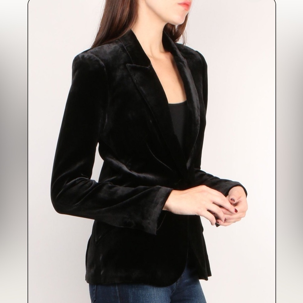 L'Agence Black Velvet Chamberlain Blazer Size 2 - Picture 13 of 14